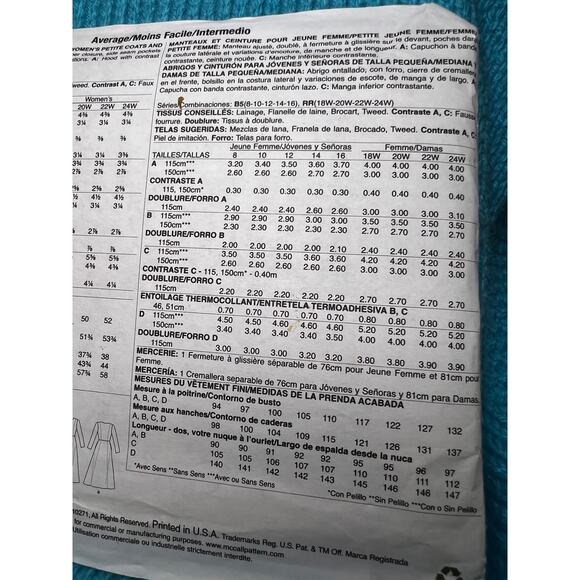 McCalls 7848 pattern coat fit and flare size 8 10 12 14 16 - Picture 6 of 6